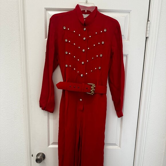 Vintage 1980s La Costa Spa Rhinestone Jumpsuit – Size 8 – Holiday Glam Statement - Picture 8 of 11
